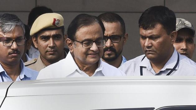 Congress leader and former finance minister P Chidambaram after being produced at Rouse Avenue Court in connection with INX media case, in New Delhi.(File photo: PTI) Congress leader and former finance minister P Chidambaram after being produced at Rouse Avenue Court in connection with INX media case, in New Delhi.(File photo: PTI)