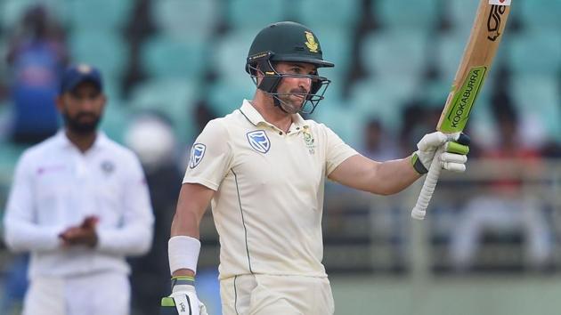 Dean Elgar during the third day of 1st Test match between India and South Africa. (PTI) Dean Elgar during the third day of 1st Test match between India and South Africa. (PTI)