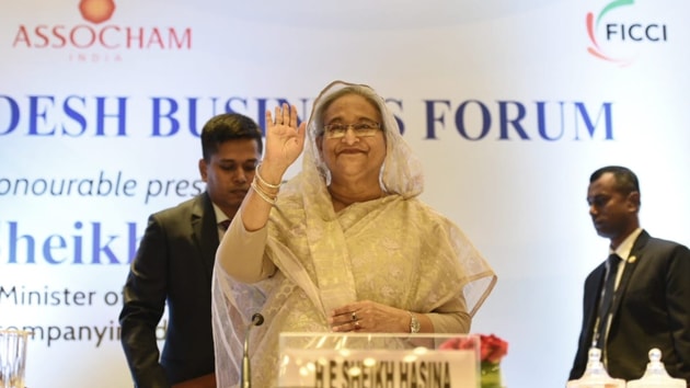 Bangladesh Prime Minister Sheikh Hasina during India-Bangladesh Business Forum in Delhi. (Photo by Vipin Kumar/HT) Bangladesh Prime Minister Sheikh Hasina during India-Bangladesh Business Forum in Delhi. (Photo by Vipin Kumar/HT)