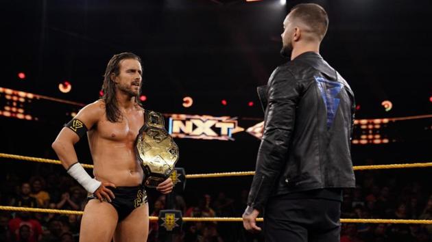 NXT champion Adam Cole confronted by Finn Balor.(WWE)