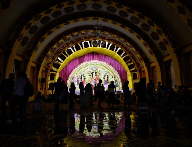 A view of a Durga Puja pandal at Mela Ground at CR Park in New Delhi, India on Thursday, October 03, 2019. (Sanchit Khanna / Hindustan Times)