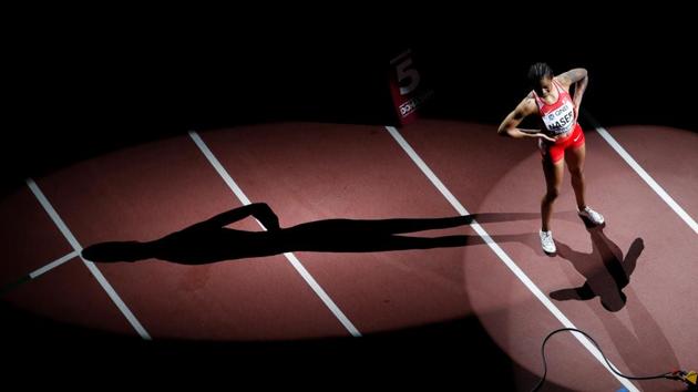 A runner during the women's 400 metres final, at Khalifa International Stadium, in Doha, Qatar. (Fabrizio Bensch / REUTERS)