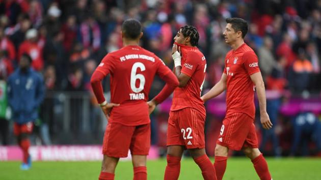 Bayern Munich's Serge Gnabry looks dejected after the match.(REUTERS)