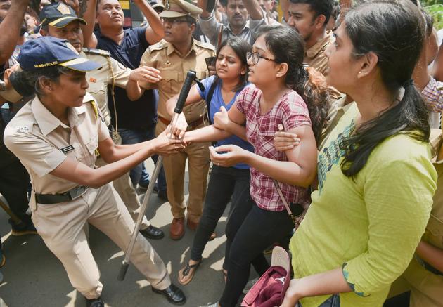 Mumbai: Police detain activists who were staging a protest against the tree-cutting, being carried out for the Metro car shed project, at Aarey colony in Mumbai, Saturday, Oct. 5, 2019.(PTI file photo) Mumbai: Police detain activists who were staging a protest against the tree-cutting, being carried out for the Metro car shed project, at Aarey colony in Mumbai, Saturday, Oct. 5, 2019.(PTI file photo)
