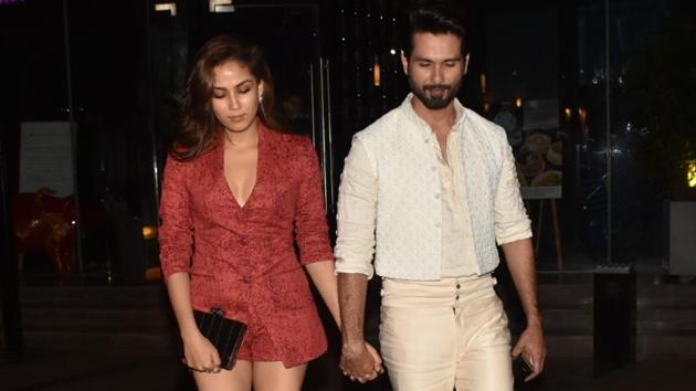 Shahid Kapoor seen with his wife Mira Rajput in Mumbai on Aug 24, 2019.(IANS)