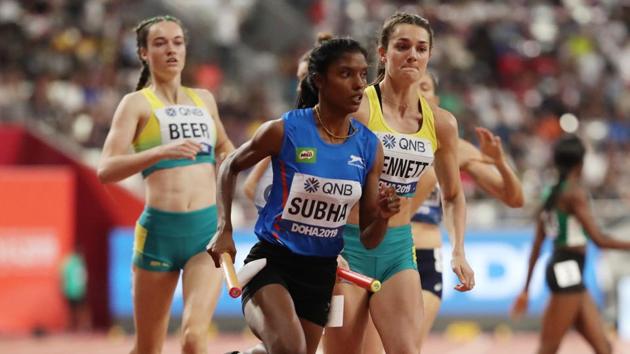 India's Venkatesan Subha in action with Australia's Rebecca Bennett. (REUTERS)