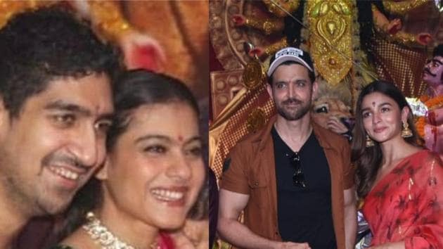 Kajol, Ayan Mukerji, Alia Bhatt and Hrithik Roshan visited a durga puja pandal.