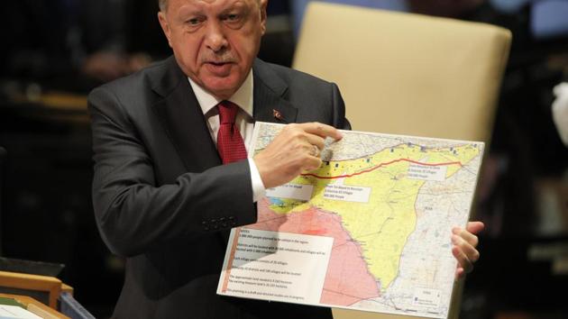 Erdogan has issued a new warning to Syria targeted mainly towards the Kurdish forces. In this file picture, Turkey's President Recep Tayyip Erdogan addresses the 74th session of the United Nations General Assembly at U.N. headquarters in New York City, New York, U.S.(REUTERS)
