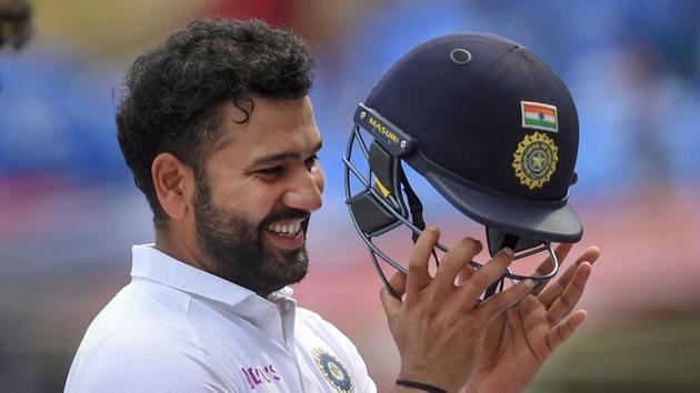 Rohit Sharma during the 1st Test cricket match against South Africa in Visakhapatnam.(PTI)