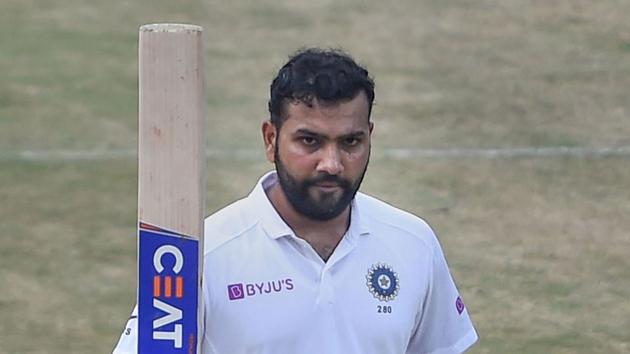 Visakhapatnam: India's Rohit Sharma celebrates his century on the fourth day of the first cricket Test match against South Africa (PTI) Visakhapatnam: India's Rohit Sharma celebrates his century on the fourth day of the first cricket Test match against South Africa (PTI)