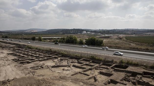 A general view of a large, 5,000-year-old city in northern Israel. Israel's Antiquities Authority said Sunday the ancient city was discovered during preparations for a new highway interchange near Harish, a town roughly 50 kilometers (30 miles) north of Tel Aviv, Sunday, Oct. 6, 2019. (AP Photo/Tsafrir Abayov)(AP)