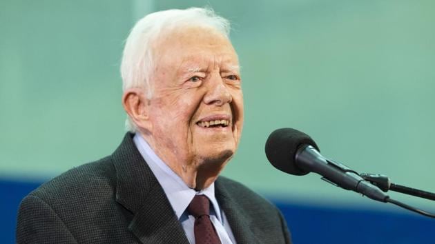 Former President Jimmy Carter had a black eye and 14 stitches after falling at his Georgia home.(AP file photo)