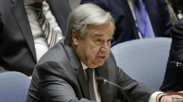 To cut costs, Antonio Guterres mentioned postponing conferences and meetings and reducing services, while also restricting official travel to only essential activities and taking measures to save energy.(AP FILE)
