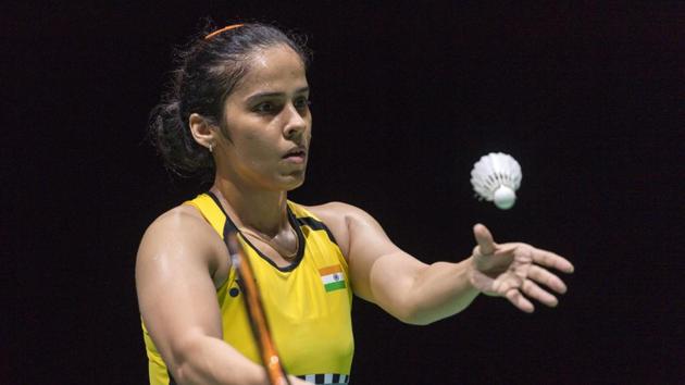 Saina Nehwal during the BWF Badminton World Championships.(AP)