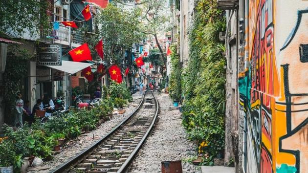 Built in 1902 under French colonial rulers, the railway to Vietnam’s northern provinces carries passengers and cargo mostly between Hanoi and the eastern city of Haiphong.(Unsplash)