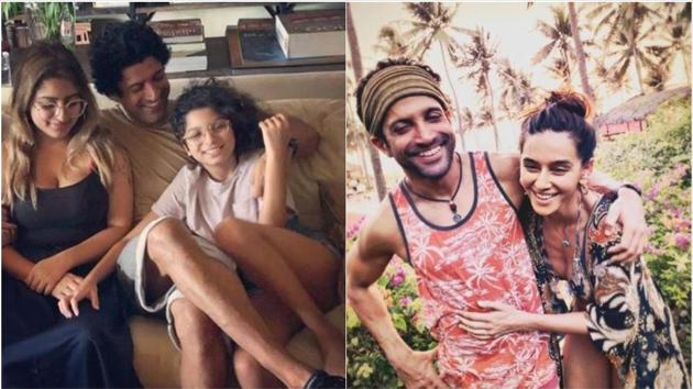 Farhan Akhtar with his daughters Shakya and Akira and girlfriend Shibani Dandekar.