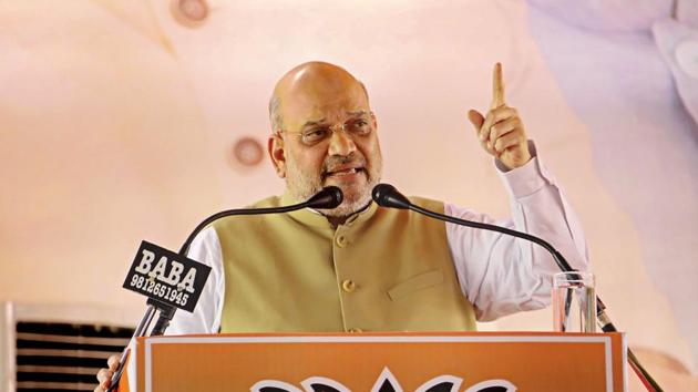 Union Home Minister Amit Shah addresses a public meeting ahead of Haryana Assembly elections, in Bhiwani, Wednesday, Oct. 9, 2019. (PTI) Union Home Minister Amit Shah addresses a public meeting ahead of Haryana Assembly elections, in Bhiwani, Wednesday, Oct. 9, 2019. (PTI)