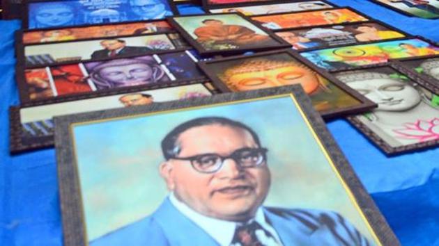 A portrait of Dalit icon Bhimrao Ambedkar wsa defaced in Tamil Nadu’s Madurai district late Monday night.(Representative image/HT PHOTO)