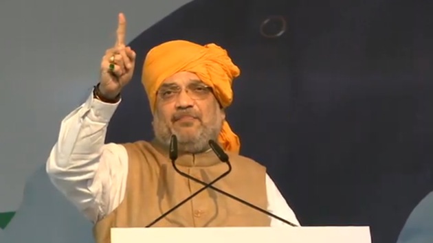 BJP president and union minister Amit Shah was addressing a rally in poll-bound Maharashtra.(Photo: BJP4India/ Twitter) BJP president and union minister Amit Shah was addressing a rally in poll-bound Maharashtra.(Photo: BJP4India/ Twitter)