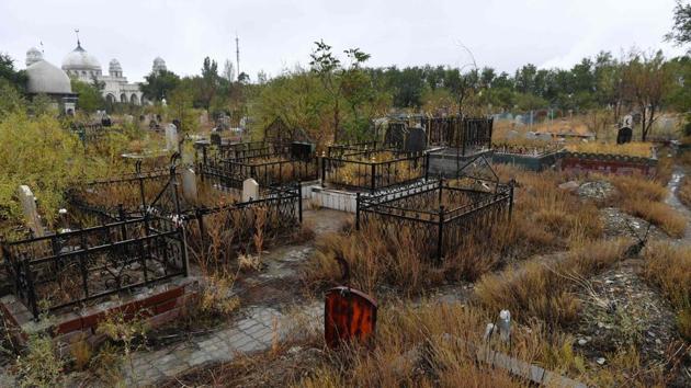 The destruction is “not just about religious persecution,” said Nurgul Sawut, who has five generations of family buried in Yengisar, southwestern Xinjiang. “It is much deeper than that,” said Sawut, who now lives in Australia and last visited Xinjiang in 2016 to attend her father’s funeral. “If you destroy that cemetery ... you’re uprooting whoever’s on that land, whoever’s connected to that land,” she explained. (Hector Retamal / AFP)