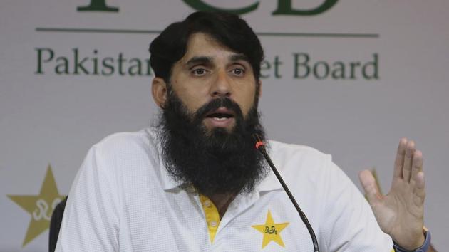 Misbah-ul-Haq, head coach and chief selector of Pakistan Cricket, gestures during a press conference. (AP) Misbah-ul-Haq, head coach and chief selector of Pakistan Cricket, gestures during a press conference. (AP)