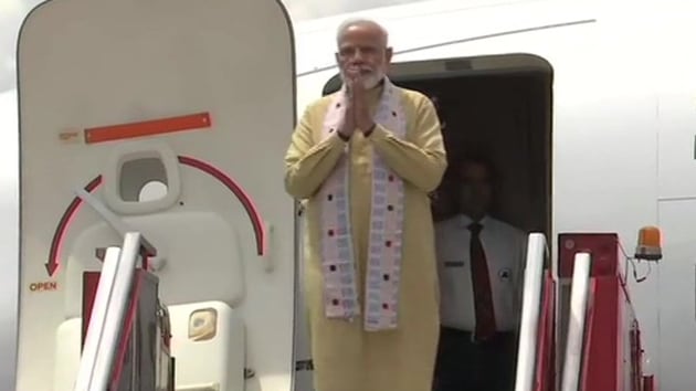 Prime Minister Narendra Modi arrived in Chennai on Friday morning for his informal summit with Chinese President Xi Jinping in Mamallapuram. (ANI Twitter)