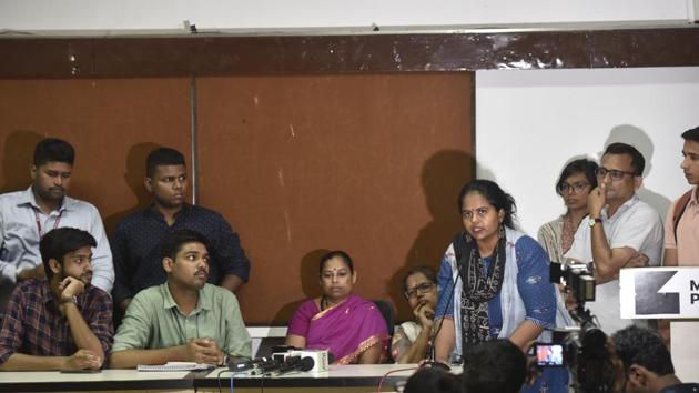A press conference was held by citizens arrested for protesting against tree-felling in Aarey Colony, Mumbai, October 11, 2019.(Kunal Pandit / HT Photo)