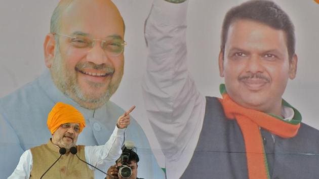BJP national president Amit Shah during an election rally at Jath in Sangli, Maharashtra , on Thursday, October 10, 2019. (Uday Deolekar / HT Photo) BJP national president Amit Shah during an election rally at Jath in Sangli, Maharashtra , on Thursday, October 10, 2019. (Uday Deolekar / HT Photo)
