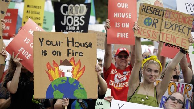 Climate change activists sought to shut down London City Airport on Thursday as part of their wave of protests worldwide.(AP Photo) Climate change activists sought to shut down London City Airport on Thursday as part of their wave of protests worldwide.(AP Photo)