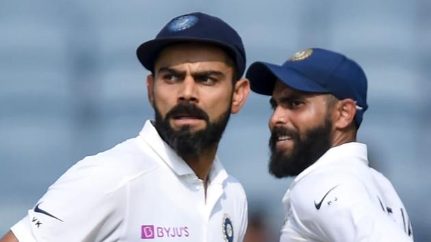 India's captain Virat Kohli (L) and Ravindra Jadeja run between the wickets.(AP) India's captain Virat Kohli (L) and Ravindra Jadeja run between the wickets.(AP)