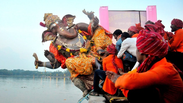 The efforts for successful immersion in artificial ponds were made jointly by Delhi Police, municipal bodies as well as the Delhi government, he added. (PTI image) The efforts for successful immersion in artificial ponds were made jointly by Delhi Police, municipal bodies as well as the Delhi government, he added. (PTI image)