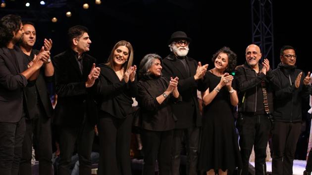 Fashion designer Payal Jain on the third day of LMIFW. She said the whole board (pictured), comprising of Sunil Sethi, Anjana Bhargav, Nitin Bal Chauhan, Rahul Mishra, Reynu Taandon, Varun Bahl, Rajesh Pratap Singh and others, was her support system for the past two years. (IANS)