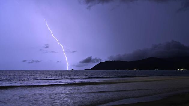Lightning strikes off the eastern coastal town of Baler, Aurora province facing the Pacific Ocean, in Philippines. (Romeo Gacad / AFP)