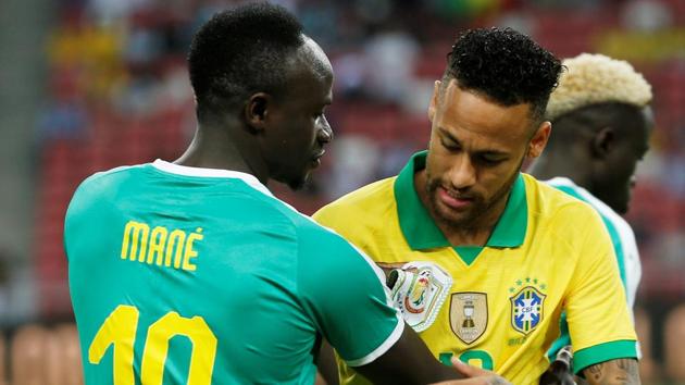 Neymar during the friendly against Senegal.(REUTERS)