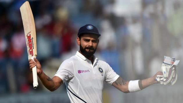 Indian Cricket Team captain Virat Kohli in action during the second test match against South Africa, at Maharashtra Cricket Association Stadium, Gahunje, in Pune, Maharashtra. Kohli surpassed many records with his unbeaten 254 runs in the match. (Pratham Gokhale / HT Photo)