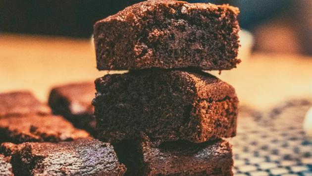 A stack of brownies. (unsplash)