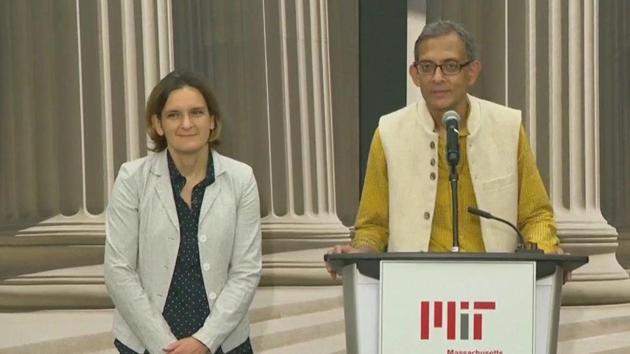 Nobel laureate Abhijit Banerjee and his French-American wife Esther Duflo. Both of them are joint winners for the 2019 Nobel Prize for Economics along with Michael Kremer.(ANI PHOTO.)