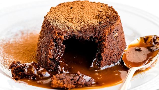 Chocolate lava cake oozing its ‘lava’. (unsplash)