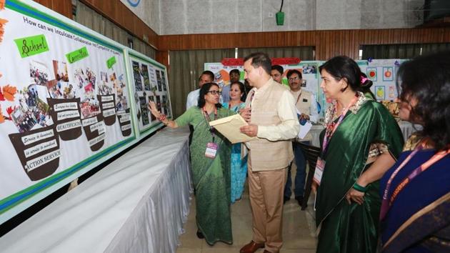 CBSE secretary Anurag Tripathi in Lucknow for teachers training organised by City International School in Lucknow.(HT Photo)