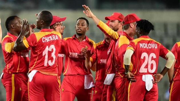 File image of players of Zimbabwe Cricket Team celebrating the fall of a wicket.(Getty Image)