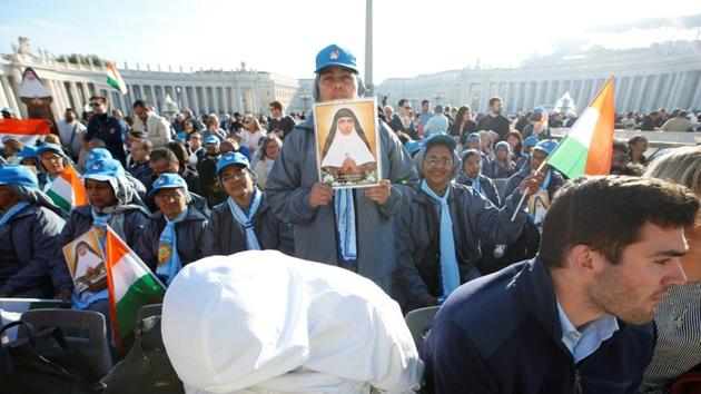 Faithfuls at a Mass in Vatican on Sunday for the canonisation of five persons including Kerala-born nun Mariam Thresia.(REUTERS)