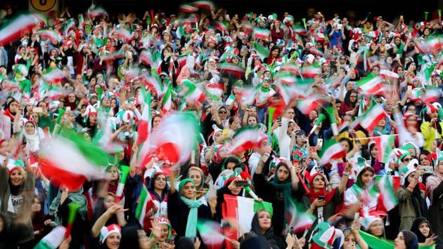 Then, last year, Iranian authorities allowed a select group of women into Azadi Stadium by invitation only to watch the Asian Champion League final. Infantino said that “FIFA now looks more than ever toward a future when ALL girls and women wishing to attend football matches in Iran will be free to do so, and in a safe environment.” (Atta Kenare / AFP) Then, last year, Iranian authorities allowed a select group of women into Azadi Stadium by invitation only to watch the Asian Champion League final. Infantino said that “FIFA now looks more than ever toward a future when ALL girls and women wishing to attend football matches in Iran will be free to do so, and in a safe environment.” (Atta Kenare / AFP)
