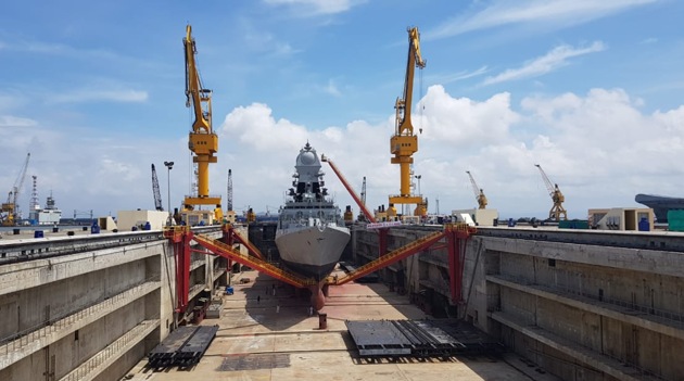 The Aircraft Carrier Dock, capable of accommodating INS Vikramaditya, IAC-I, the indigenous Aircraft Carrier, is under construction at Cochin Shipyard Limited and ships with tonnage upto 90000 tonnes, making it the largest dry dock of the Indian Navy. The commentary has been written by Li Ning and Wan Songjing, and carried on China Military Online.(Photo: SpokespersonMoD/ Twitter) The Aircraft Carrier Dock, capable of accommodating INS Vikramaditya, IAC-I, the indigenous Aircraft Carrier, is under construction at Cochin Shipyard Limited and ships with tonnage upto 90000 tonnes, making it the largest dry dock of the Indian Navy. The commentary has been written by Li Ning and Wan Songjing, and carried on China Military Online.(Photo: SpokespersonMoD/ Twitter)