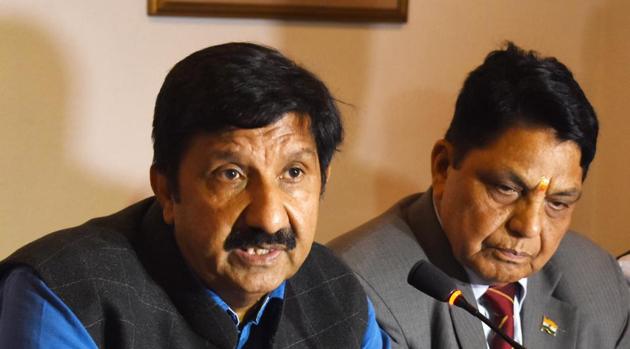 Leader opposition Mukesh Agnihotri during a press conference. (HT FILE) Leader opposition Mukesh Agnihotri during a press conference. (HT FILE)