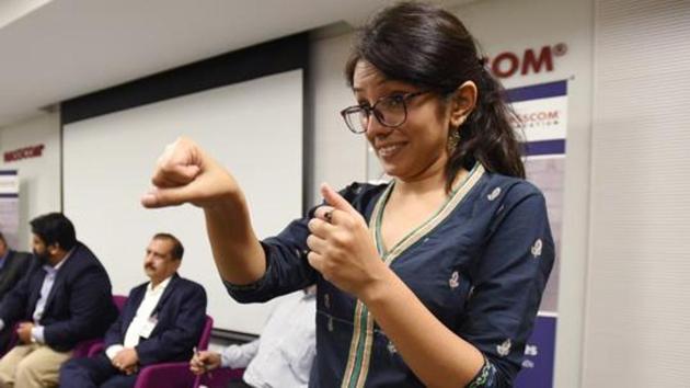 Hands too communicate as well as vocal cords. (Virendra Singh Gosain/HT PHOTO) Hands too communicate as well as vocal cords. (Virendra Singh Gosain/HT PHOTO)