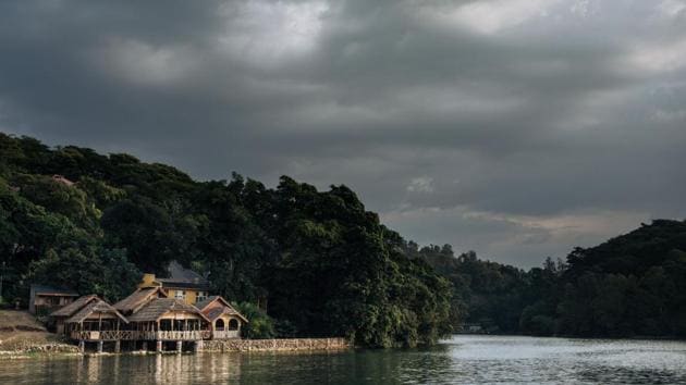 A hotel at sunset on the island of Idjwi in the middle of Lake Kivu. The deforested zone is a tiny slice of the protected terrain -- a tropical highland treasure almost the size of Delaware, extending over 6,000 square kilometres (2,300 square miles). The park reaches up to neighbouring North Kivu and Maniema, largely lawless provinces where militia violence, poaching and illegal traffic in minerals are rampant. (Alexis Huguet / AFP)
