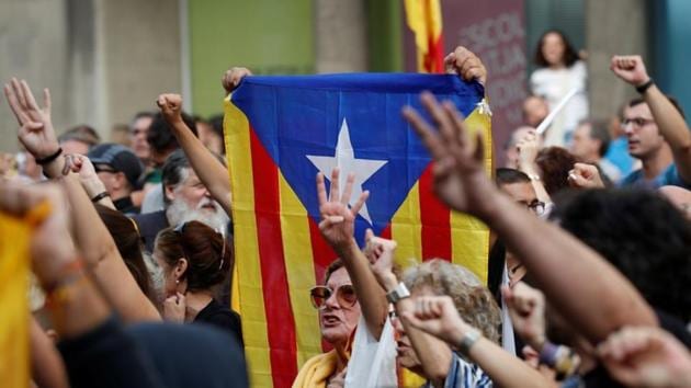 The jailed men sent out messages of defiance, urging people to take to the streets. In Barcelona, protesters blocked streets holding signs of “Freedom for political prisoners” A crowd chanted: “We’ll do it again” - a slogan used by separatist supporters who want to hold another referendum. The ruling is also likely to colour a national election on November 10, Spain’s fourth in four years. (Albert Gea / REUTERS)