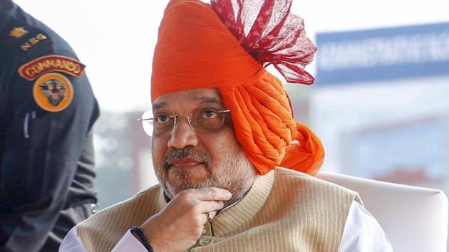 Union home minister Amit Shah on Tuesday called the Centre’s move to end Jammu and Kashmir (J&K)’s special status a part of a “decisive battle’ to end years of Pakistan-sponsored proxy war and terrorism. He added that it is aimed at ensuring long-lasting peace in the region. (PTI Photo) Union home minister Amit Shah on Tuesday called the Centre’s move to end Jammu and Kashmir (J&K)’s special status a part of a “decisive battle’ to end years of Pakistan-sponsored proxy war and terrorism. He added that it is aimed at ensuring long-lasting peace in the region. (PTI Photo)