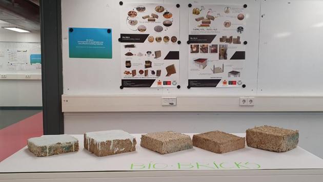 The ‘Bio-Bricks’ developed from Agricultural Waste Products by IIT Hyderabad and KIIT Bhubaneshwar Researchers(HT) The ‘Bio-Bricks’ developed from Agricultural Waste Products by IIT Hyderabad and KIIT Bhubaneshwar Researchers(HT)