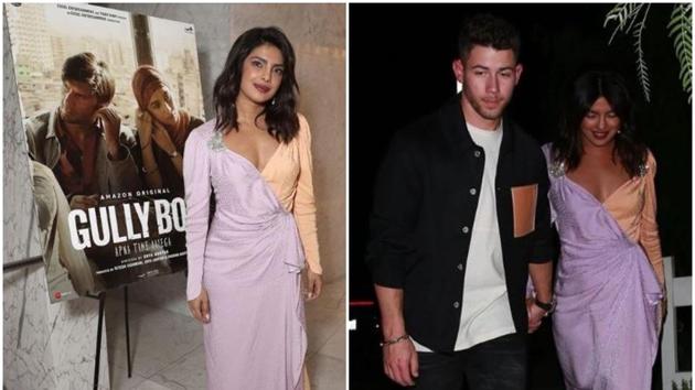 Priyanka Chopra with her husband Nick Jonas at the screening of Gully Boy.(Instagram)